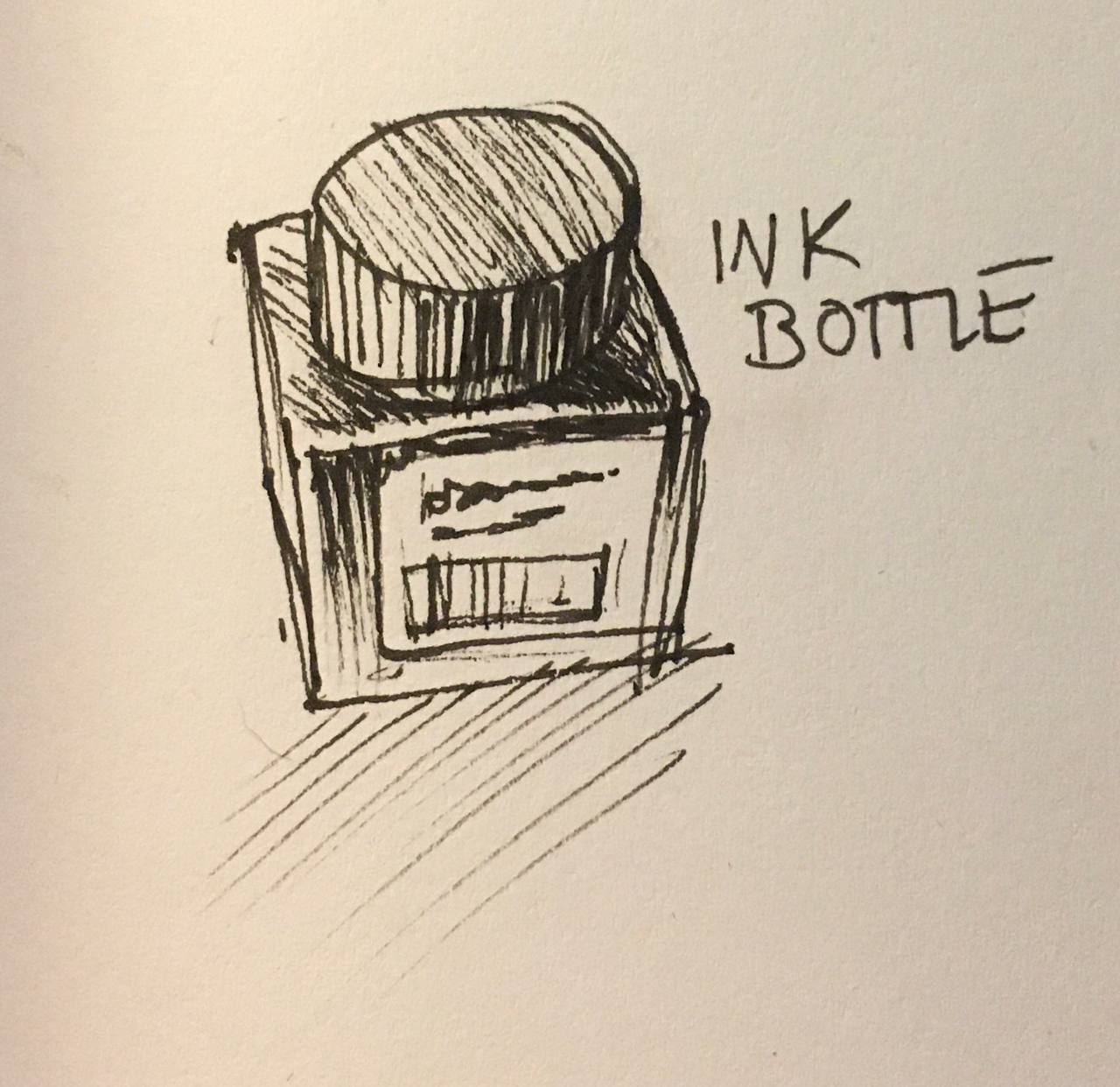 a sketch of a bottle of ink